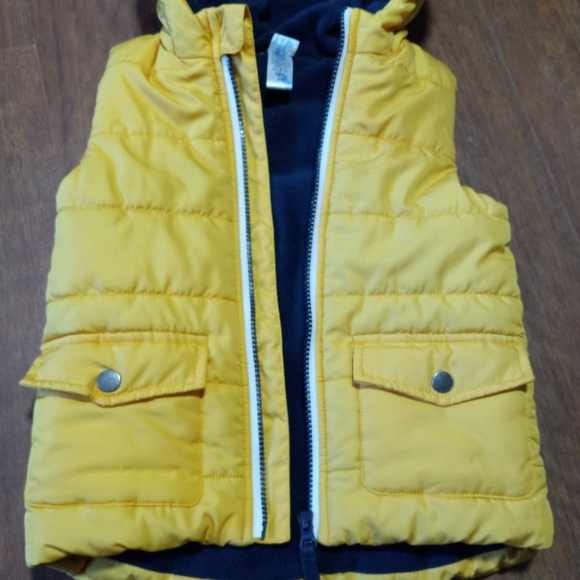 Yellow and Blue Children's Zip-up Puffy Vest - Picture 3 of 5